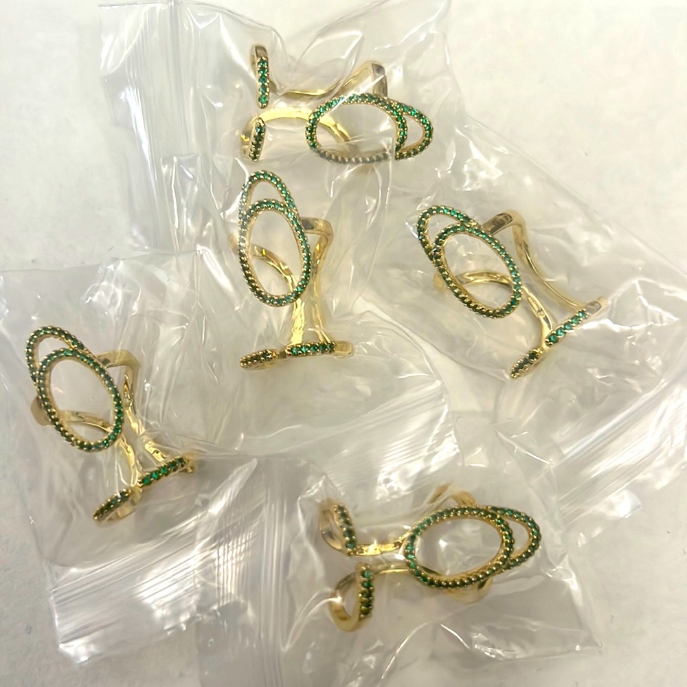 Nail Rings Set of Five in Green